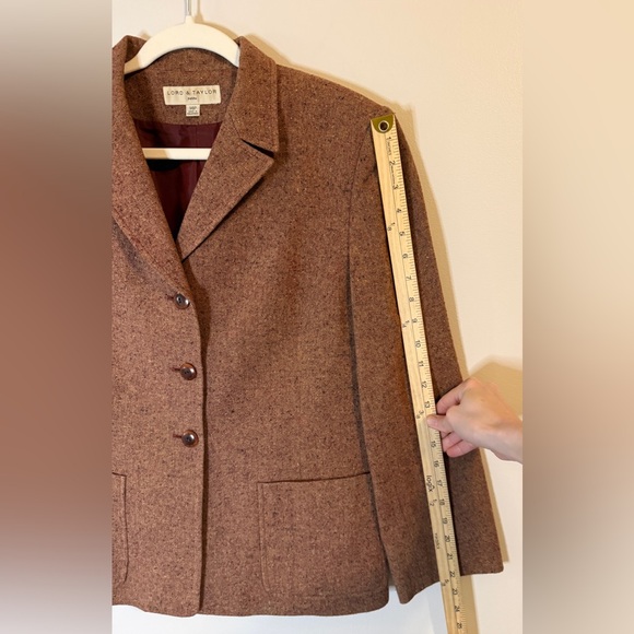 Vintage Lord & Taylor Brown Tweed 3-Button Blazer Sz 14P - Picture 8 of 10